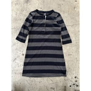 Patagonia Dress‎ Womens Extra Small Black Gray Stripe 3/4 Sleeve Organic Cotton